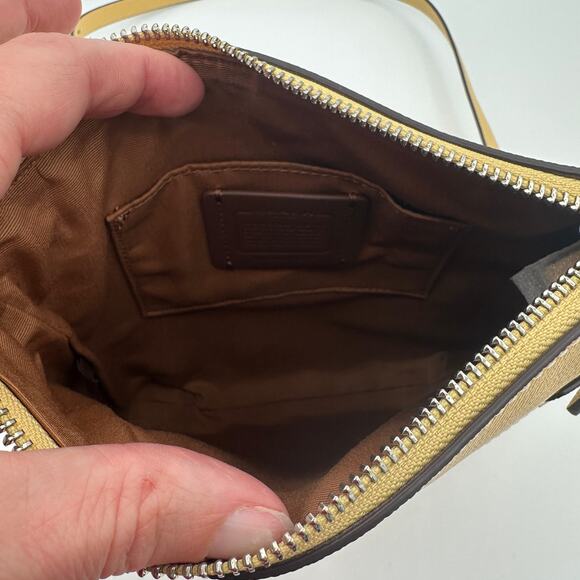 Coach Mini Rowan File Bag Crossbody Purse in Retro Yellow Leather CE871 - Picture 3 of 6